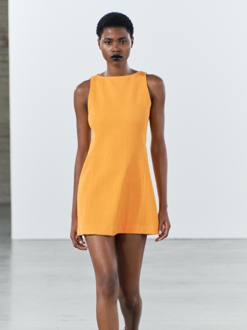 Zara Orange Textured Dress Medium